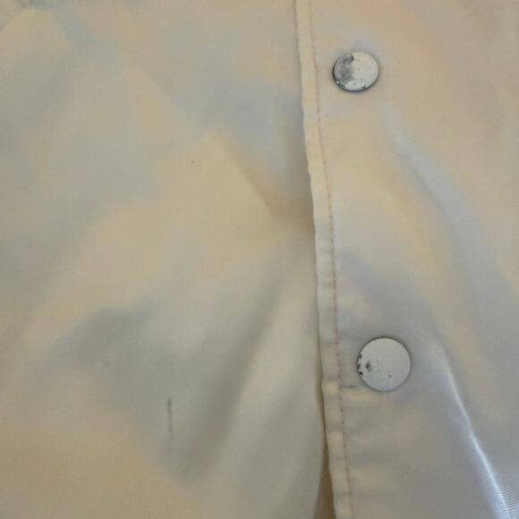 Vintage Silky Square Dance Bomber Jacket w/ snap front, M, White w/ Red/Blue - Picture 4 of 4